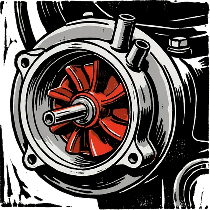 Ilustración de bomba de agua y refrigeración