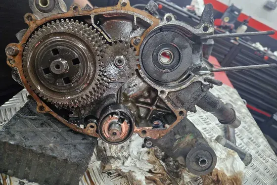 Motor de ciclomotor picado a la mitad